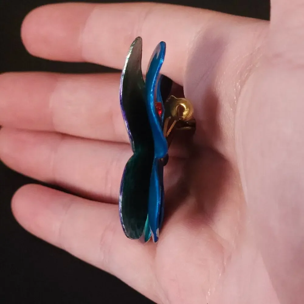 Vintage Blue Butterfly Brooch - Charming Nature-Inspired Accessory - Picture 10 of 10